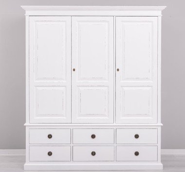 Landhausstil Kleiderschrank Weiß 174x197x59 cm Kiefernholz massiv