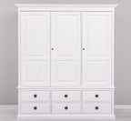 Landhausstil Kleiderschrank Weiß 174x197x59 cm Kiefernholz massiv