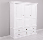 Landhausstil Kleiderschrank Weiß 174x197x59 cm Kiefernholz massiv