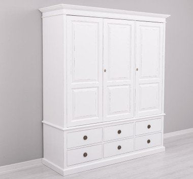 Landhausstil Kleiderschrank Weiß 174x197x59 cm Kiefernholz massiv