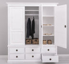 Landhausstil Kleiderschrank Weiß 174x197x59 cm Kiefernholz massiv