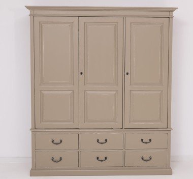 Landhaus Schrank Sand Beige 174x197x59 cm Kiefernholz massiv