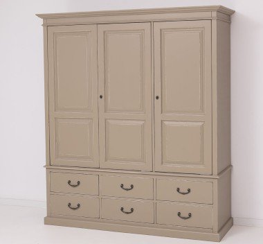 Landhaus Schrank Sand Beige 174x197x59 cm Kiefernholz massiv