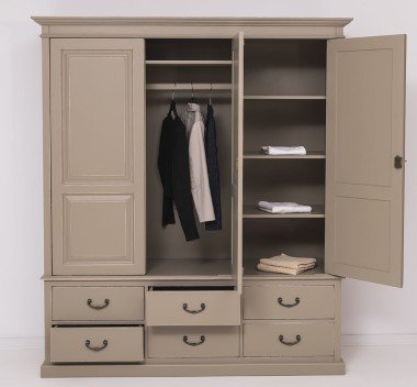 Landhaus Schrank Sand Beige 174x197x59 cm Kiefernholz massiv