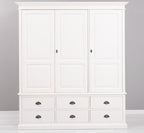 Landhaus Kleiderschrank Weiß 174x197x59 cm Kiefernholz massiv
