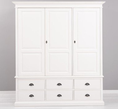 Landhaus Kleiderschrank Weiß 174x197x59 cm Kiefernholz massiv