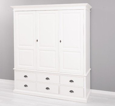 Landhaus Kleiderschrank Weiß 174x197x59 cm Kiefernholz massiv