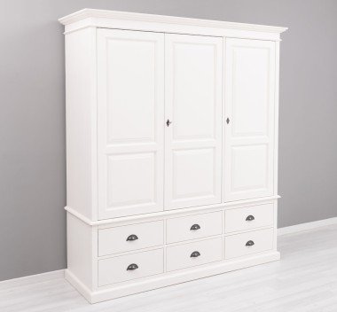 Landhaus Kleiderschrank Weiß 174x197x59 cm Kiefernholz massiv