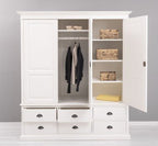 Landhaus Kleiderschrank Weiß 174x197x59 cm Kiefernholz massiv