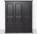 Landhaus Schrank Schwarz 174x197x59 cm Kiefernholz massiv