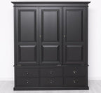 Landhaus Schrank Schwarz 174x197x59 cm Kiefernholz massiv
