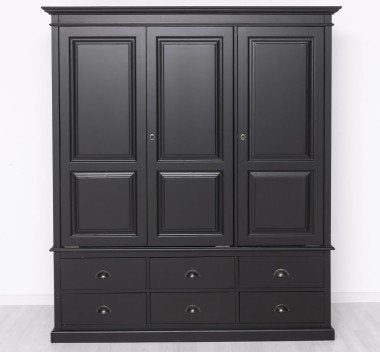 Landhaus Schrank Schwarz 174x197x59 cm Kiefernholz massiv