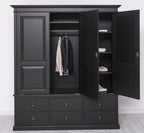 Landhaus Schrank Schwarz 174x197x59 cm Kiefernholz massiv