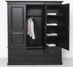 Landhaus Schrank Schwarz 174x197x59 cm Kiefernholz massiv