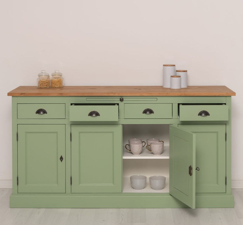 Sideboard Hellgrün Landhausmöbel Kiefernholz Massiv 176x90x50 cm