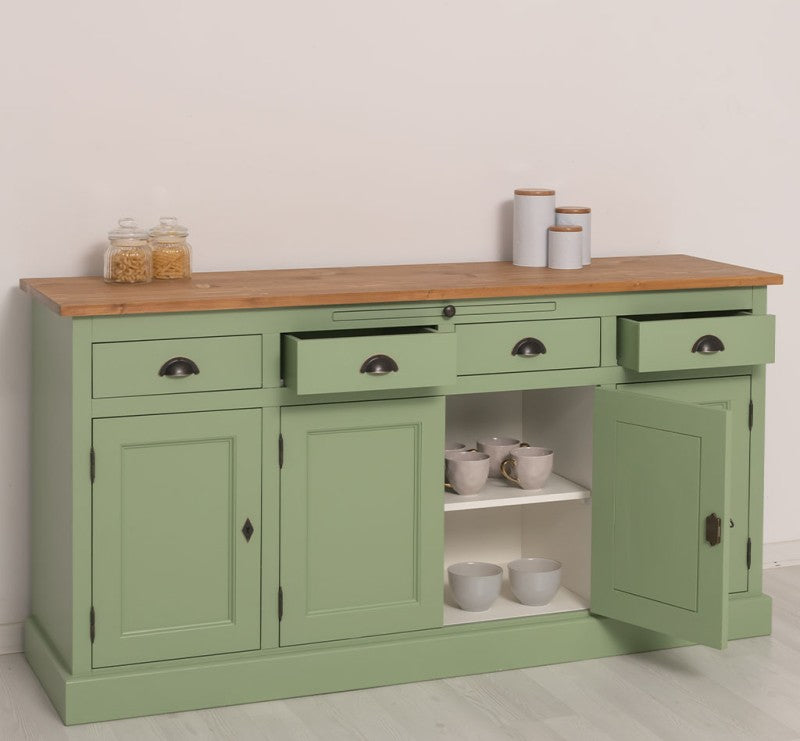 Sideboard Hellgrün Landhausmöbel Kiefernholz Massiv 176x90x50 cm