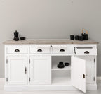 Sideboard Weiß Landhausmöbel Kiefernholz Massiv 176x90x50 cm