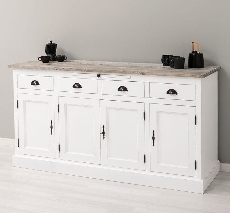 Sideboard Weiß Landhausmöbel Kiefernholz Massiv 176x90x50 cm