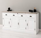 Sideboard Weiß Landhausmöbel Kiefernholz Massiv 176x90x50 cm