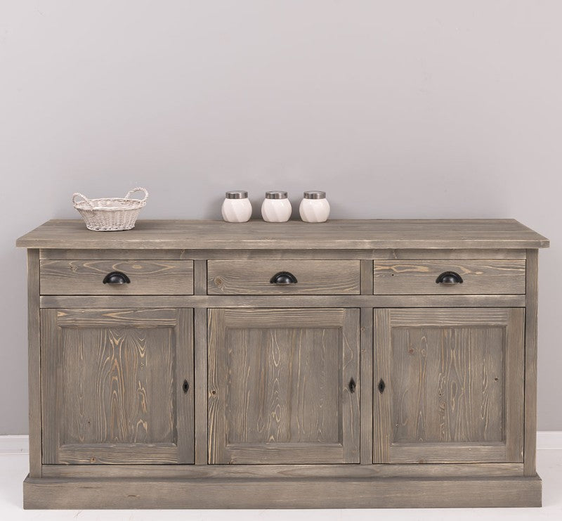 Sideboard Driftwood Grau Landhausmöbel Kiefernholz Massiv 175x90x50 cm