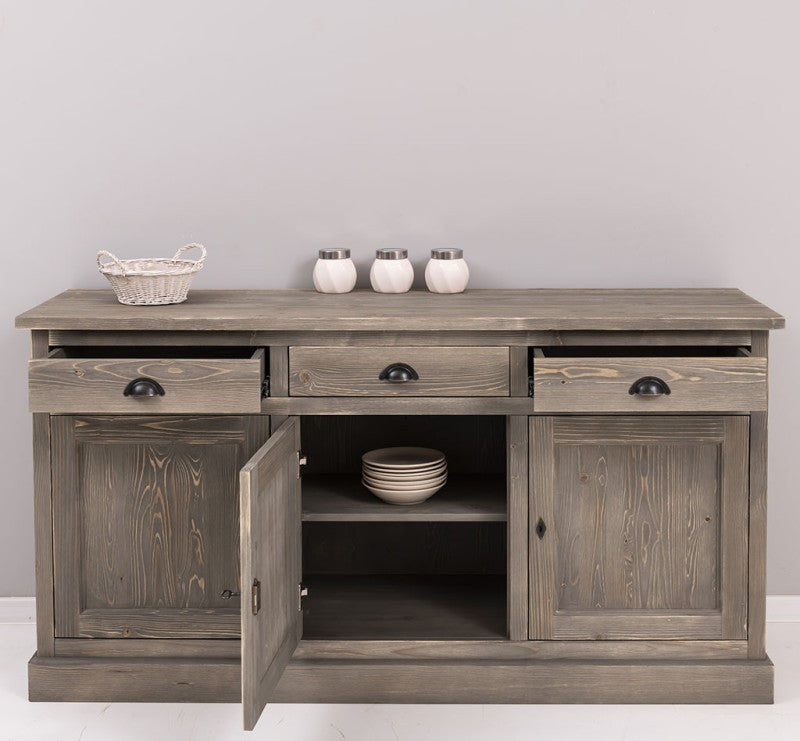 Sideboard Driftwood Grau Landhausmöbel Kiefernholz Massiv 175x90x50 cm