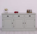 Sideboard Hellgrau Landhausmöbel Kiefernholz Massiv 175x90x50 cm