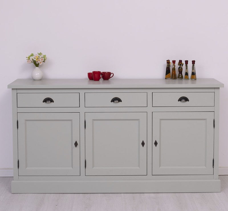 Sideboard Hellgrau Landhausmöbel Kiefernholz Massiv 175x90x50 cm