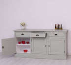 Sideboard Hellgrau Landhausmöbel Kiefernholz Massiv 175x90x50 cm