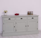Sideboard Hellgrau Landhausmöbel Kiefernholz Massiv 175x90x50 cm
