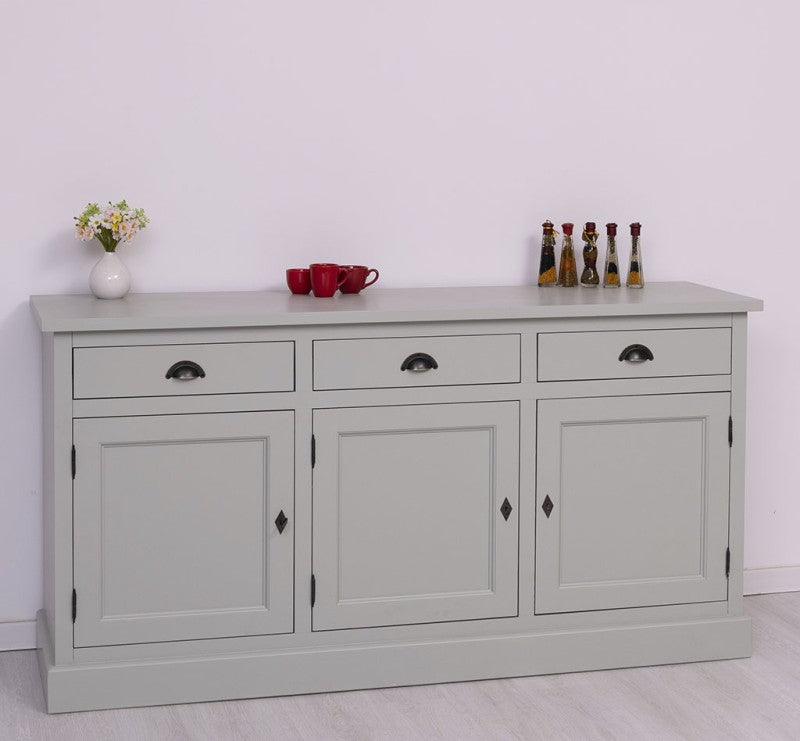 Sideboard Hellgrau Landhausmöbel Kiefernholz Massiv 175x90x50 cm
