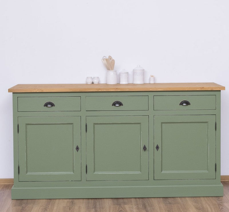 Sideboard Hellgrün Landhausmöbel Kiefernholz Massiv 175x90x50 cm