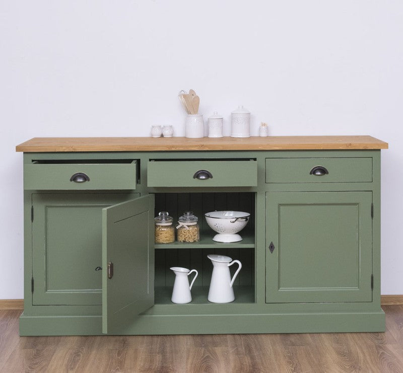 Sideboard Hellgrün Landhausmöbel Kiefernholz Massiv 175x90x50 cm