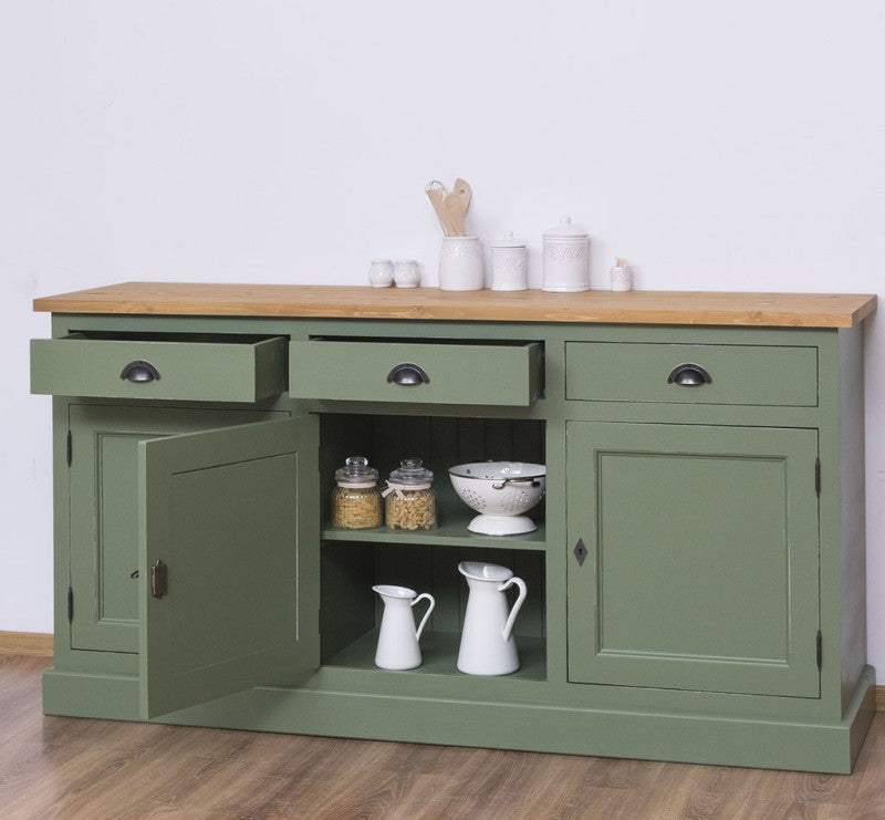 Sideboard Hellgrün Landhausmöbel Kiefernholz Massiv 175x90x50 cm