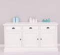 Sideboard Weiß Landhausmöbel Kiefernholz Massiv 175x90x50 cm
