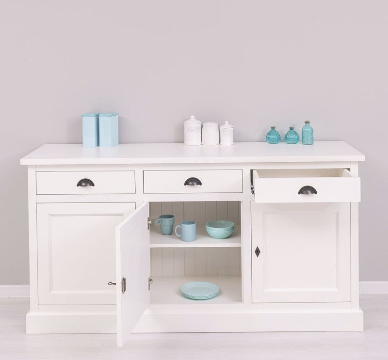 Sideboard Weiß Landhausmöbel Kiefernholz Massiv 175x90x50 cm