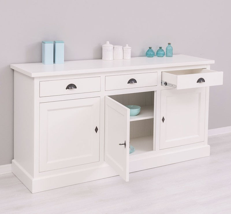 Sideboard Weiß Landhausmöbel Kiefernholz Massiv 175x90x50 cm