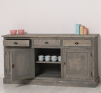 Sideboard Holzoptik Grau Landhausmöbel Kiefernholz Massiv 175x90x50 cm