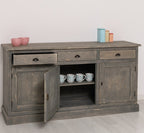 Sideboard Holzoptik Grau Landhausmöbel Kiefernholz Massiv 175x90x50 cm