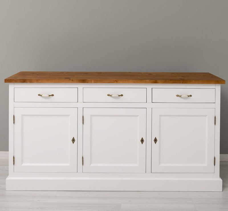 Sideboard Creme Landhausmöbel Kiefernholz Massiv 175x90x50 cm