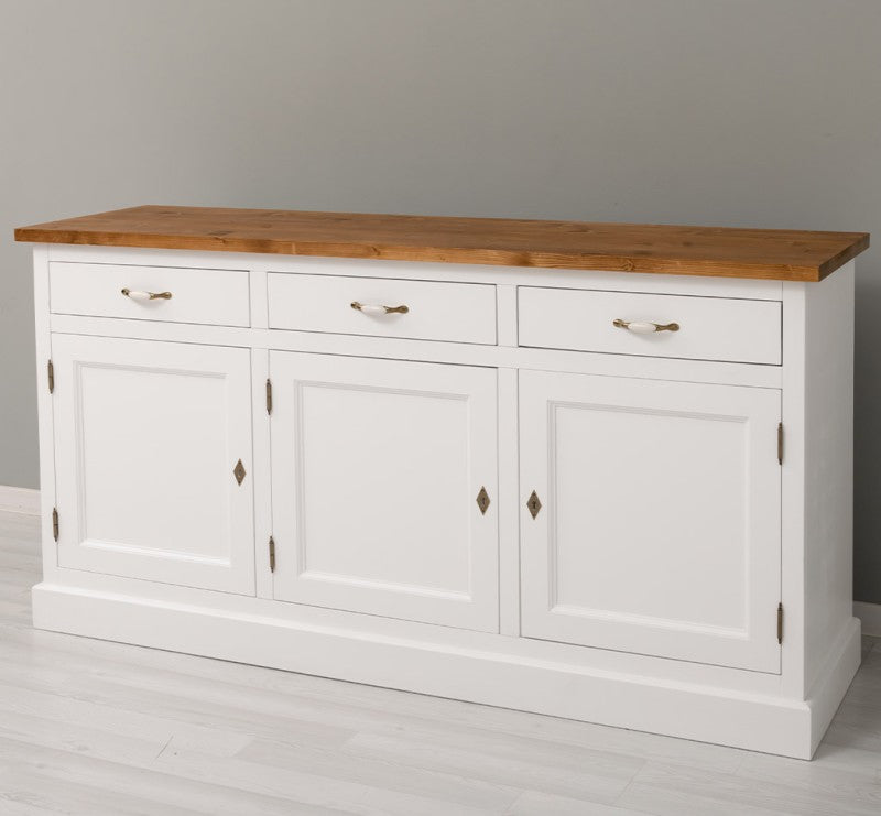 Sideboard Creme Landhausmöbel Kiefernholz Massiv 175x90x50 cm