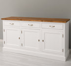 Sideboard Creme Landhausmöbel Kiefernholz Massiv 175x90x50 cm