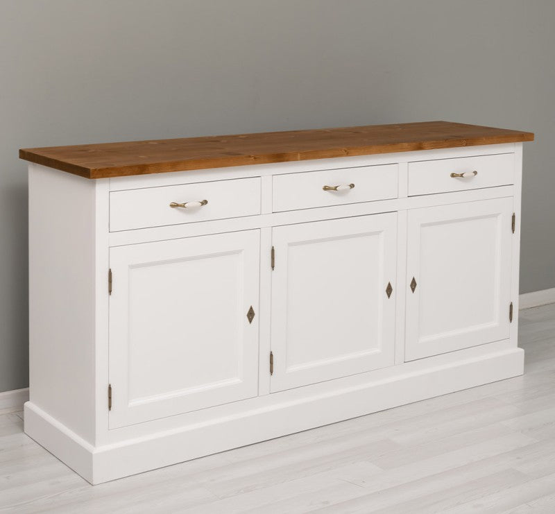 Sideboard Creme Landhausmöbel Kiefernholz Massiv 175x90x50 cm