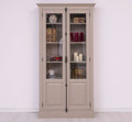 Landhausstil Vitrine Grau Beige 110x210x40 cm Kiefernholz massiv