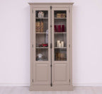 Landhausstil Vitrine Grau Beige 110x210x40 cm Kiefernholz massiv