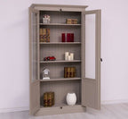 Landhausstil Vitrine Grau Beige 110x210x40 cm Kiefernholz massiv