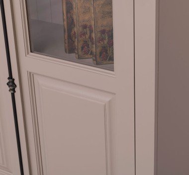 Landhausstil Vitrine Grau Beige 110x210x40 cm Kiefernholz massiv