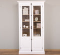Landhaus Regal Vitrine Weiß Natur 110x210x40 cm Kiefernholz massiv