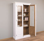 Landhaus Regal Vitrine Weiß Natur 110x210x40 cm Kiefernholz massiv