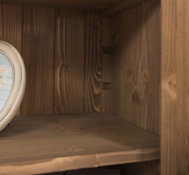 Landhaus Regal Vitrine Weiß Natur 110x210x40 cm Kiefernholz massiv