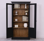 Landhaus Regal Vitrine Schwarz Natur 110x210x40 cm Kiefernholz massiv